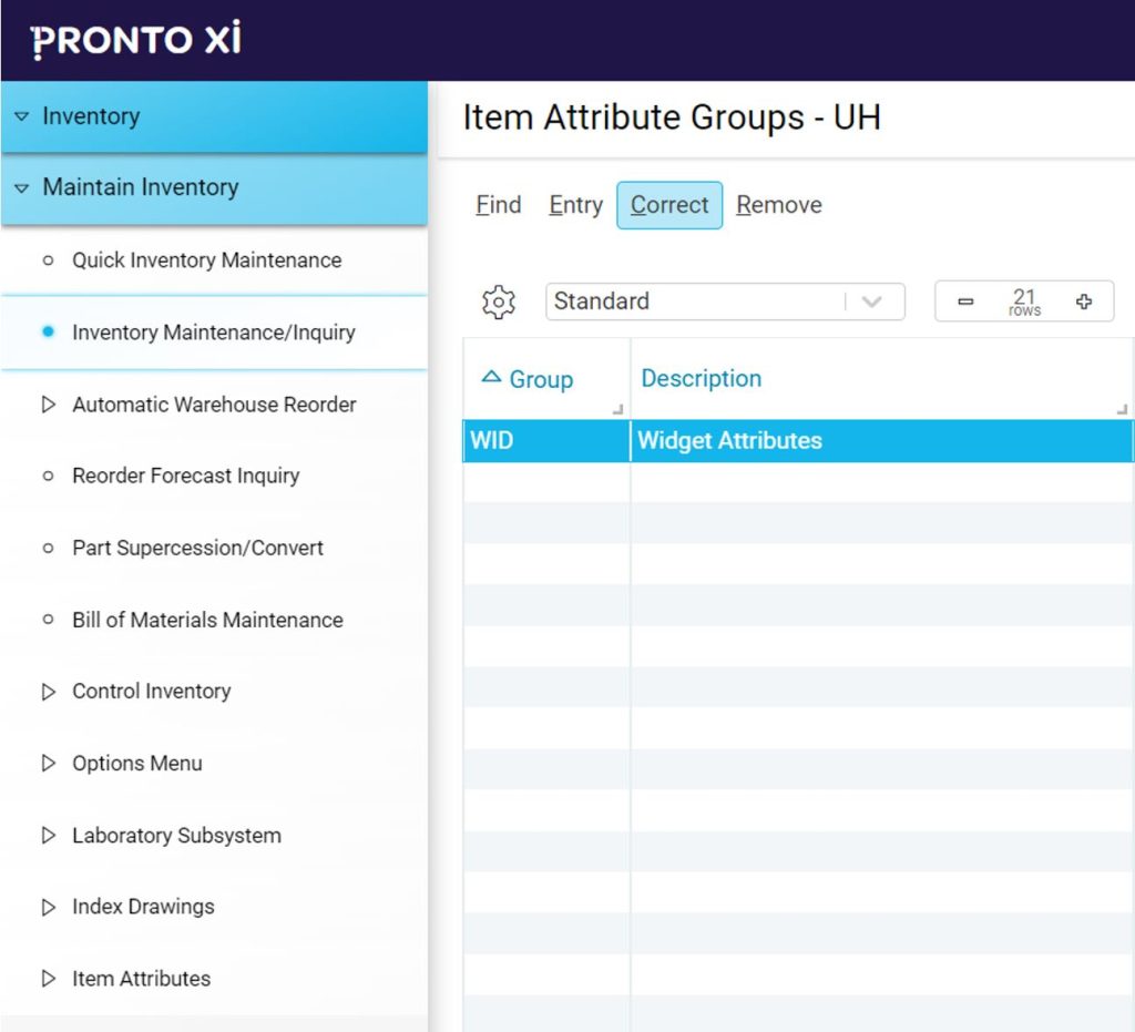 Creating Attribute Groups in Pronto Xi ERP for Improving product lookup capability